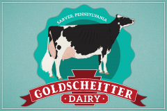 Custom logo by GCD on sign - Goldscheitter Dairy